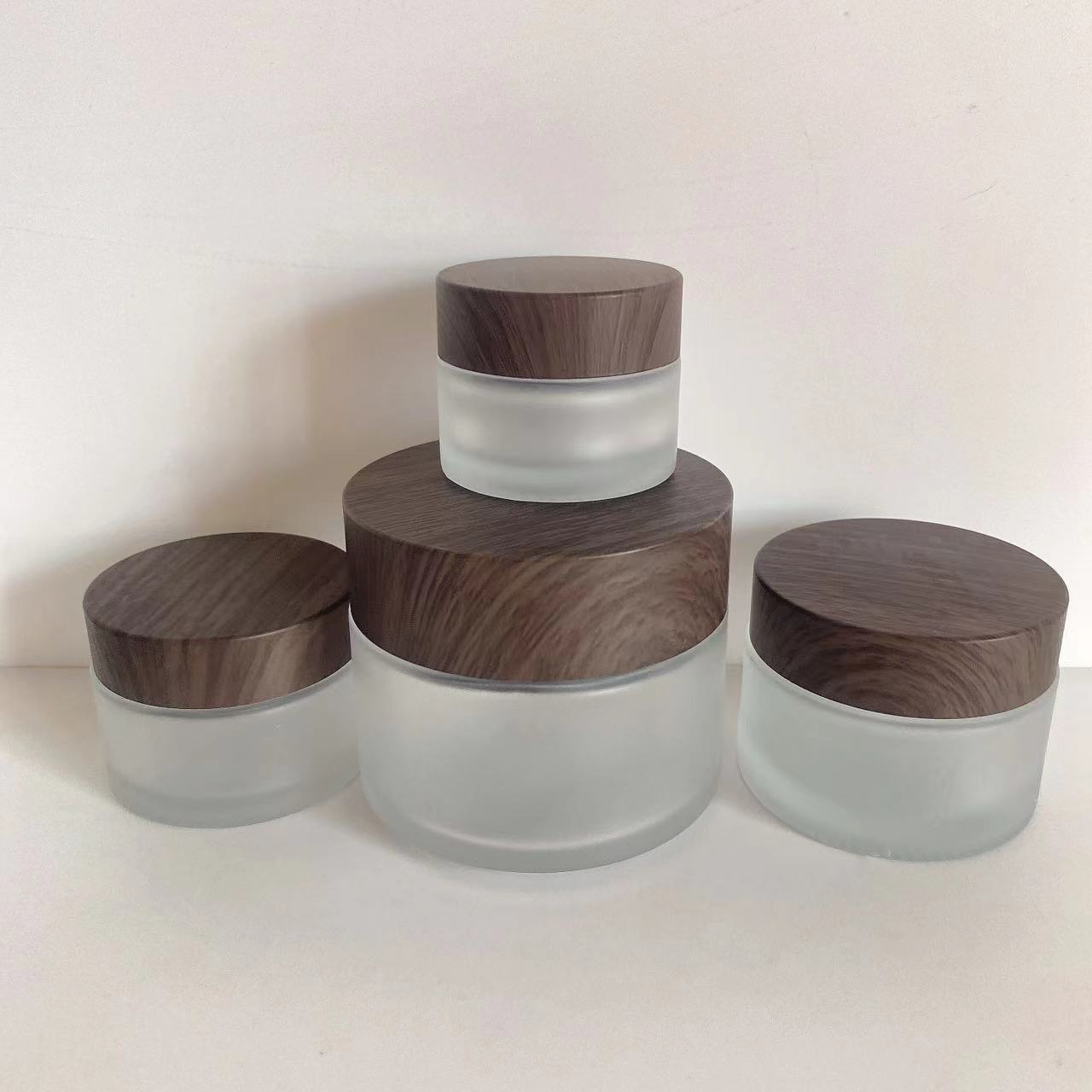 Empty Round Cosmetics Packaging Containers Cream Jar,wooden cap