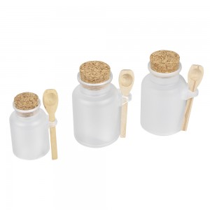 Harga Grosir Botol Plastik dengan Sendok Kayu dan Gabus Stopper Bath Salt Shaker