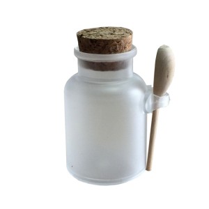 Botella de sal de baño redonda de ABS con cortiza e culler