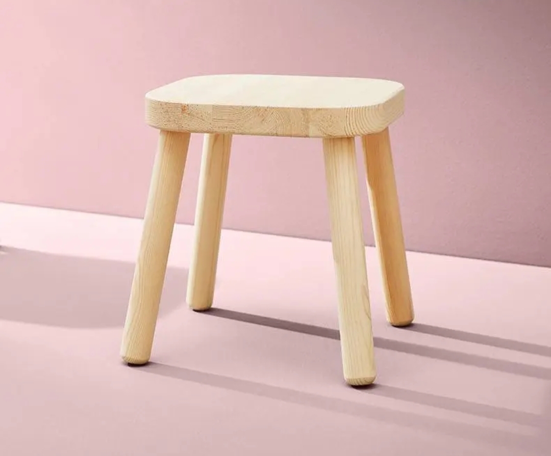 Natural unfinished wooden stool for kids