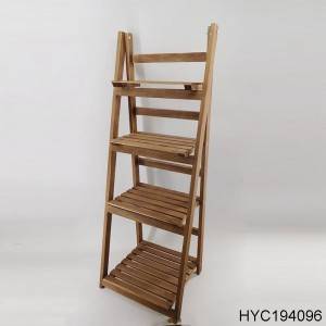 4 Tier Folding Ladder Wooden Plant Stand Plant Display Shelf Rack