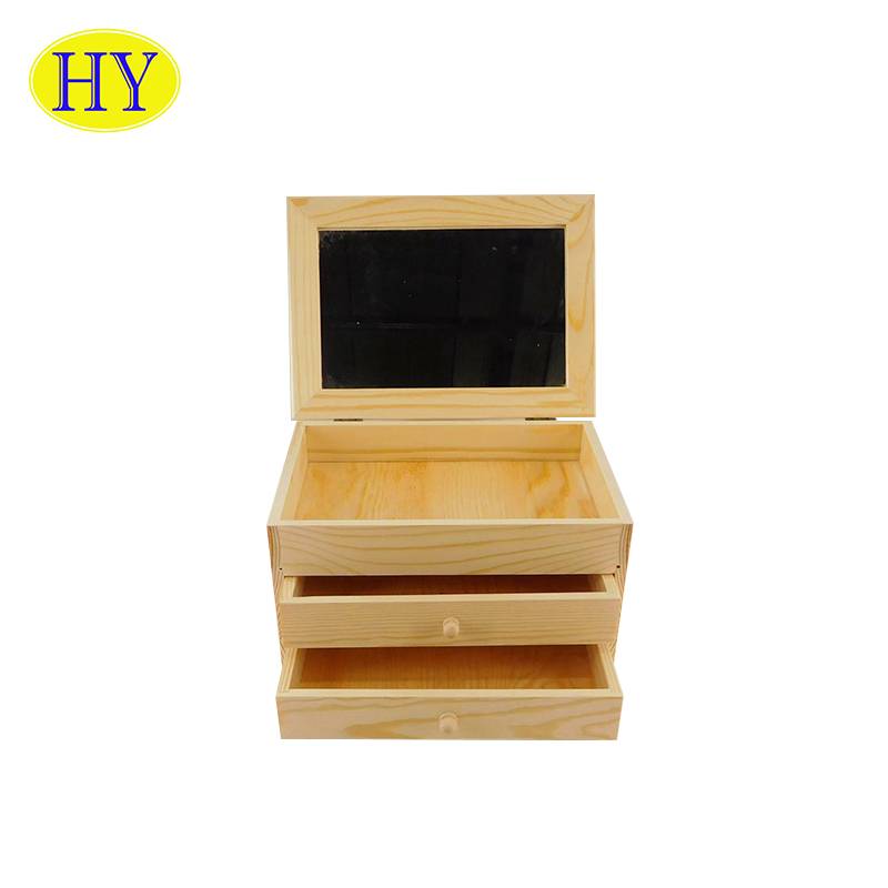 Wholesale Natural Unfinished Custom Wooden Organizer With 2 Drawers