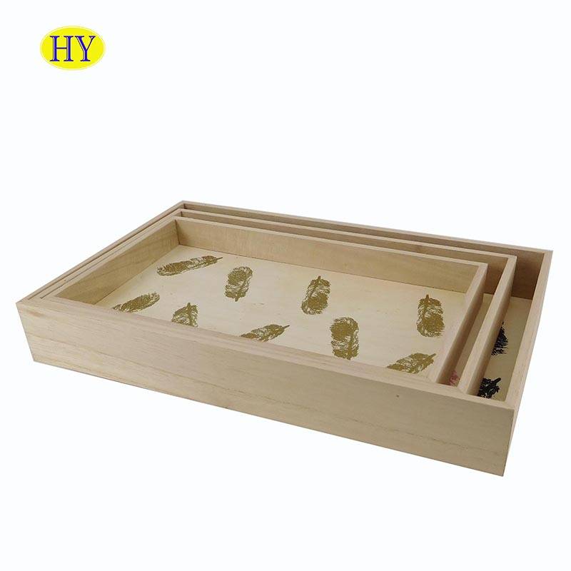High Performance Bulk Wooden Boxes - Wholesale  Unfinished Custom Printed Wood Serving Tray – Huiyang