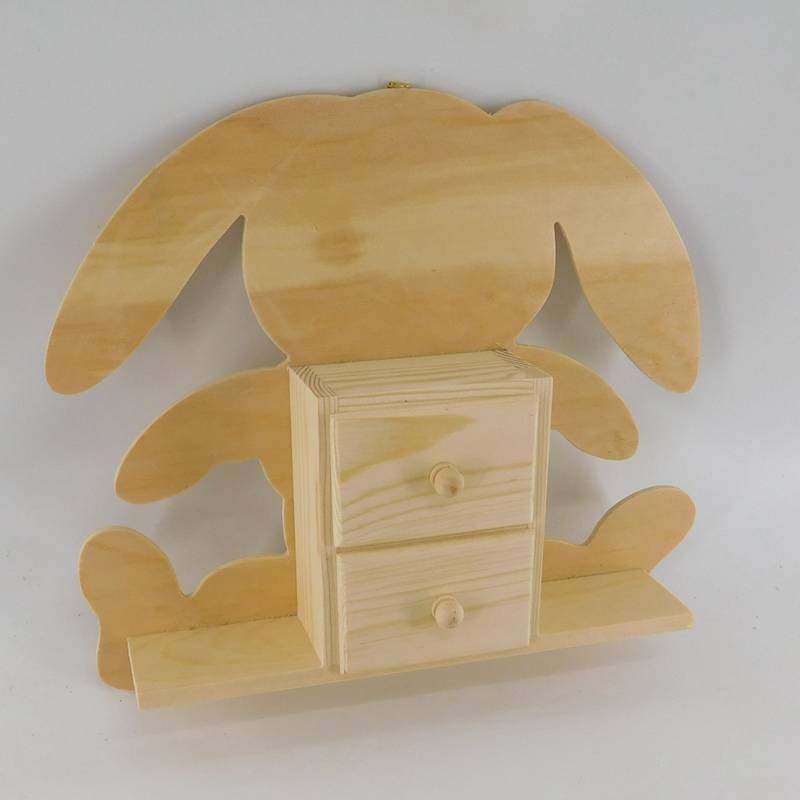 Custom cartoon shape wooden wall hanger with drawers wholesale