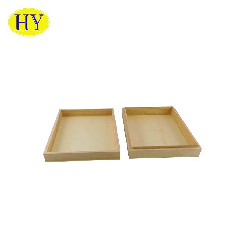 PriceList for Rustic Wooden Box - Unfinished Wood Box with Recessed Lid For Storage or Gift packing – Huiyang