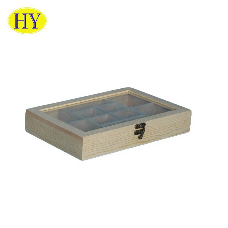 Top Suppliers White Wooden Storage Box - Cheap 10-pack wooden tea storage box with clear top – Huiyang
