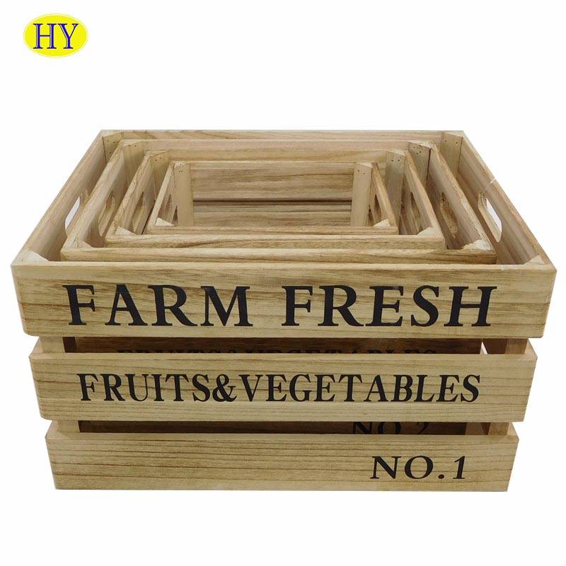 New Delivery for Wood Memory Box - Wholesale Shabby Chic Wooden Crate For Egg Beer or Vegetable – Huiyang