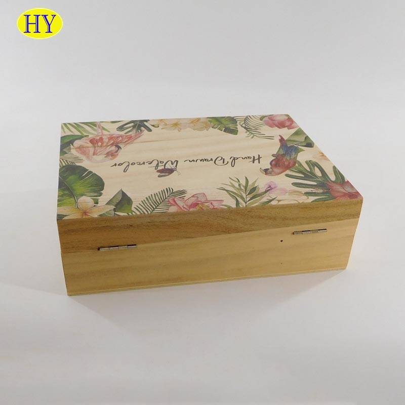 Wholesale Colour Printed Wood Hinge Box with Lock
