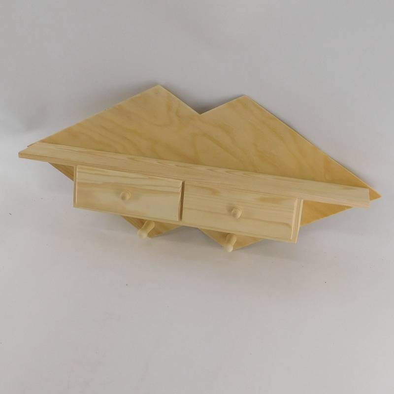 custom natural unfinished  wooden wall hanger with drawers wholesale