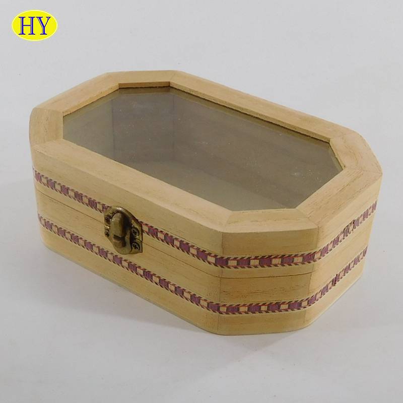 custom natural solid wood box with glass lid for dried flower packaging wholesale