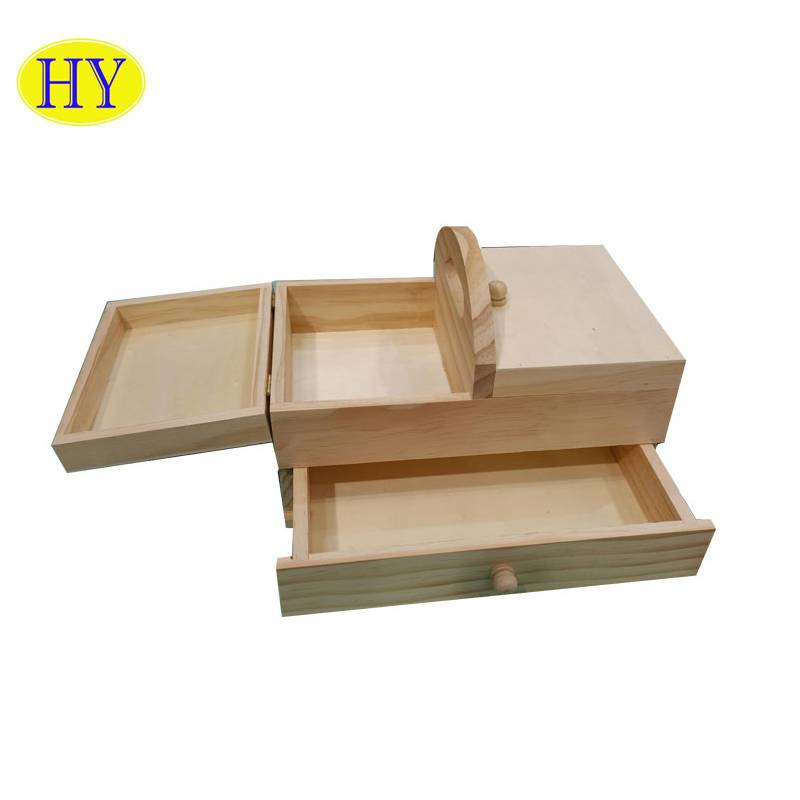 China Wholesale Painted Wooden Box Product Factory - Factory price custom Handmade folding sewing set wooden sewing kit box – Huiyang