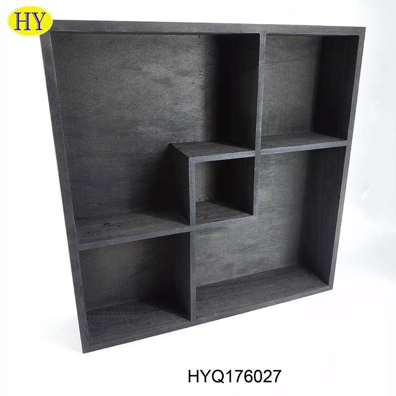 Cheap Discount Childrens Wooden Easel Products Factories - Wholesale Custom Square Black  Wood Wall Display Shelf – Huiyang detail pictures