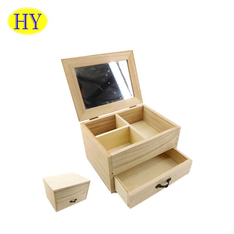Unfinished high grade custom crafts fashioned wooden jewelry gift box