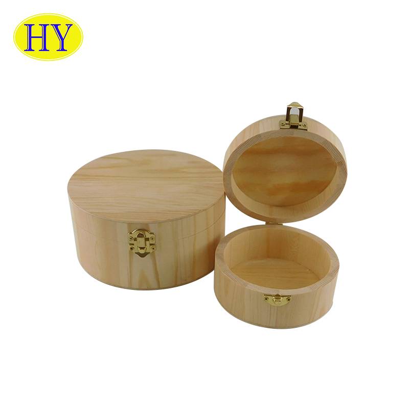 Wholesale Cheap Round Unifinshed Pine Wood Gift Box