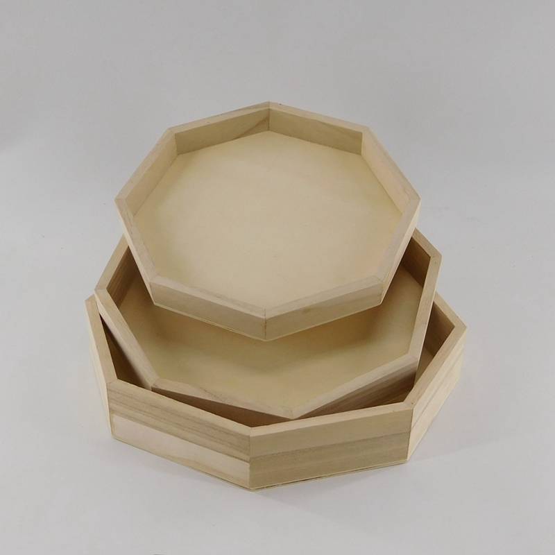 small cheap octagon shape wooden tray without handles wholesale