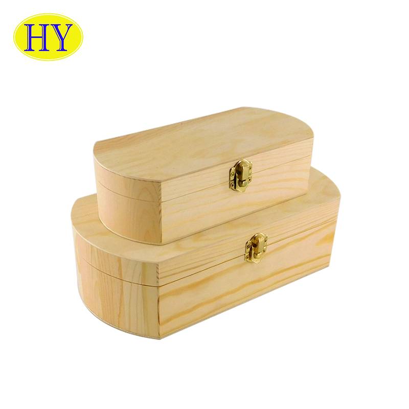 Solid wood storage box natural color unfinished wooden gift box