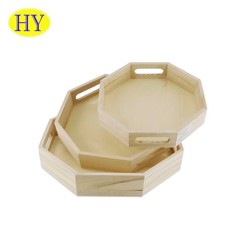 Well-designed Wooden Tissue Box - Cheap Price Rustic Breakfast Food Wood Serving Tray with handles – Huiyang
