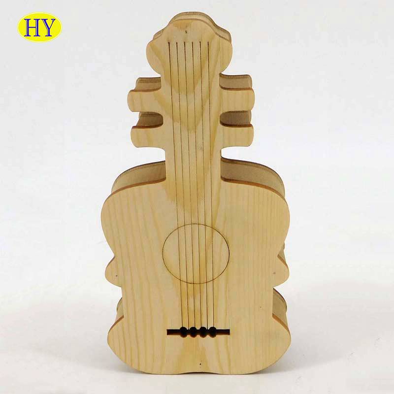 Custom violin shape natural christmas wood music box wholesale