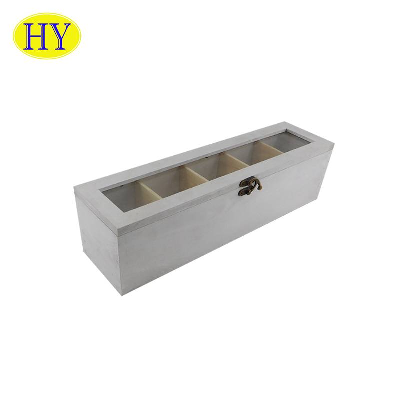 Low MOQ for Rustic Wooden Tray - Wholesale  White Wash Painted Tea Compartment Box – Huiyang