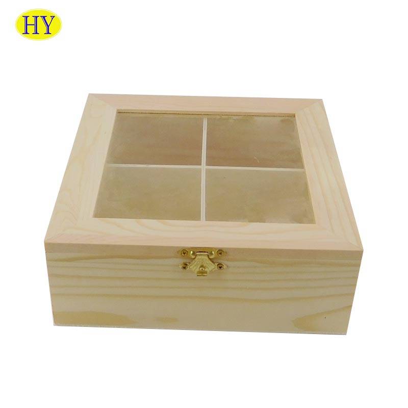 Custom Unfinished Wood Jewelry Boxes With Glass Window Lid