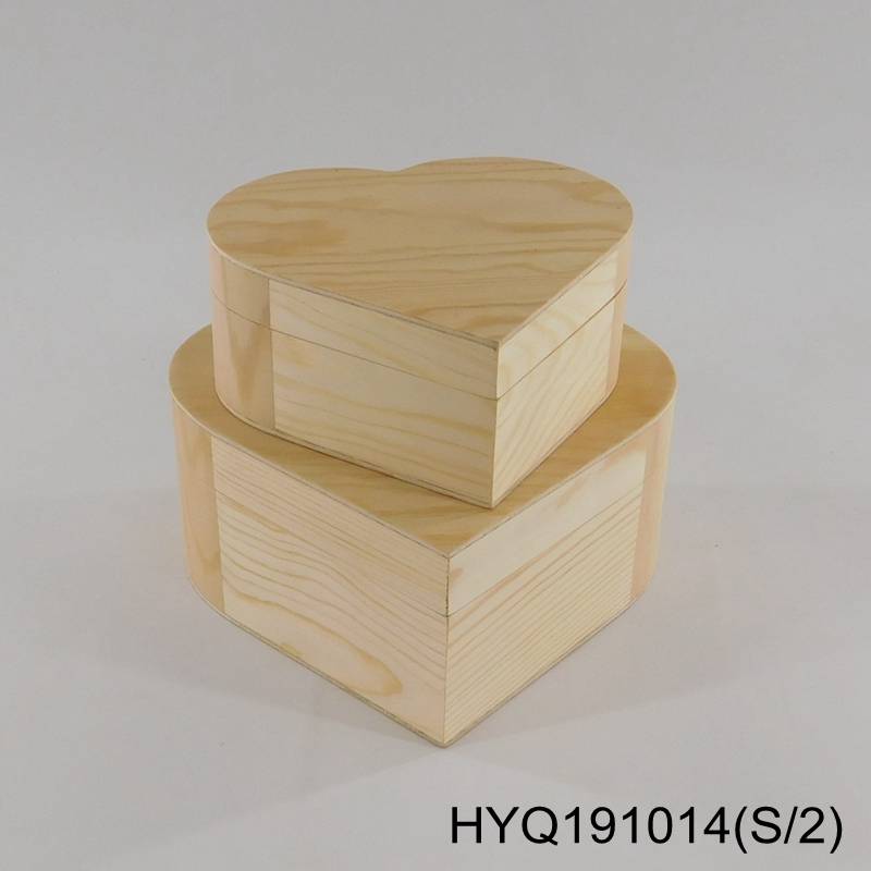 custom natural unfinished heart shape wooden packaging box with magnet hinged lid wholesale