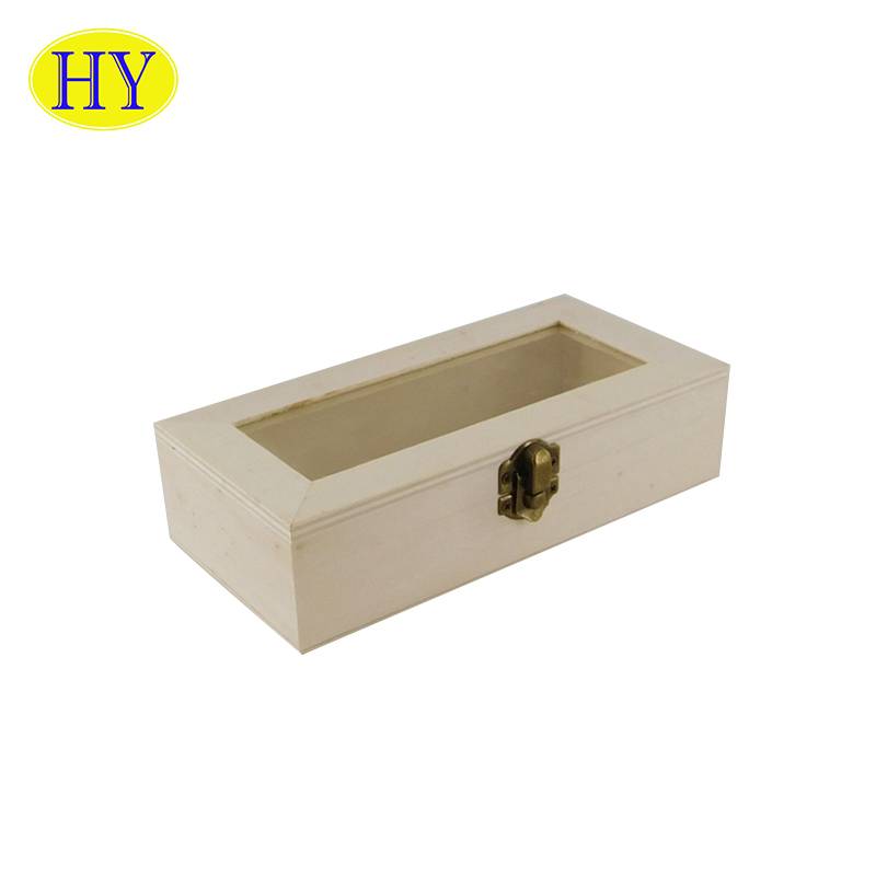 China Wholesale Wooden Wedding Box Products Factories - Newest long square shape transparent top flip lid glass lid wooden tea box – Huiyang