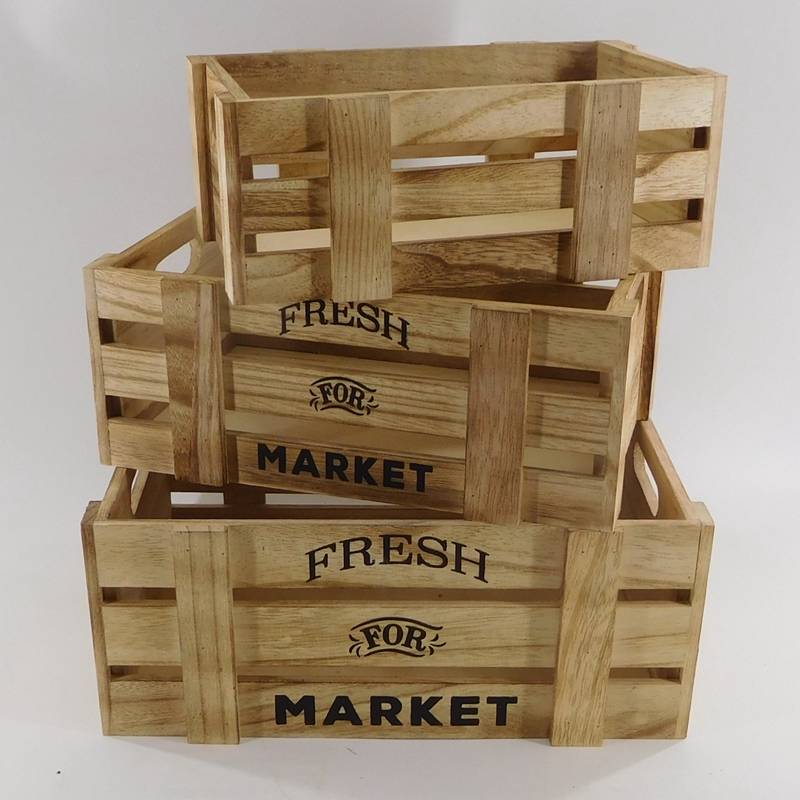 Cheap Discount Decorative Wooden Boxes Manufacturers Suppliers - Large Size Wooden Fruit Crates Collection Crate Decorative Storage Box – Huiyang