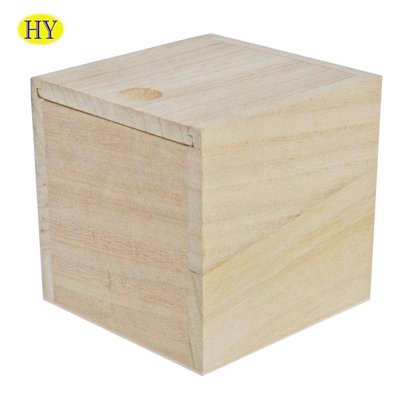 Wholesale unfinished small wooden box with sliding lid