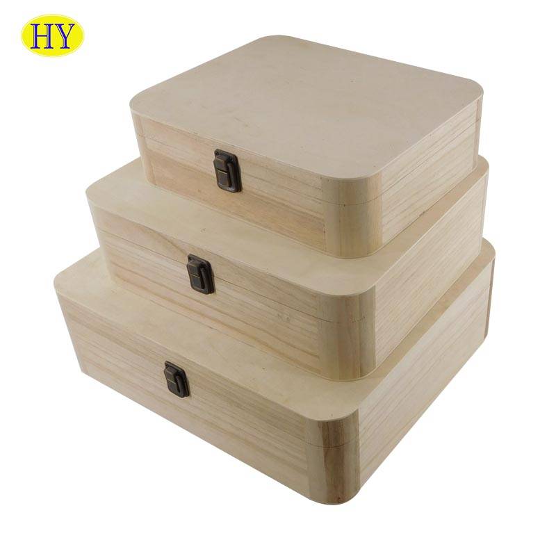 Wholesale Custom Unifinshed Wooden Box With Round Corner