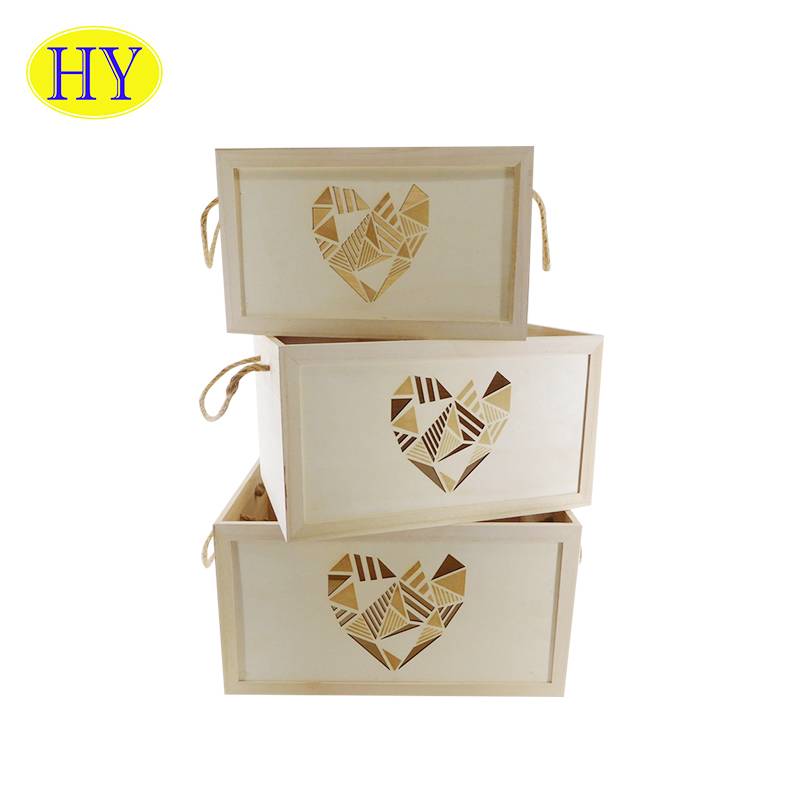 Cheap Discount Wooden Beer Crate Product Factory - High Quality custom size Natural Rectangle toy wooden storage crate – Huiyang