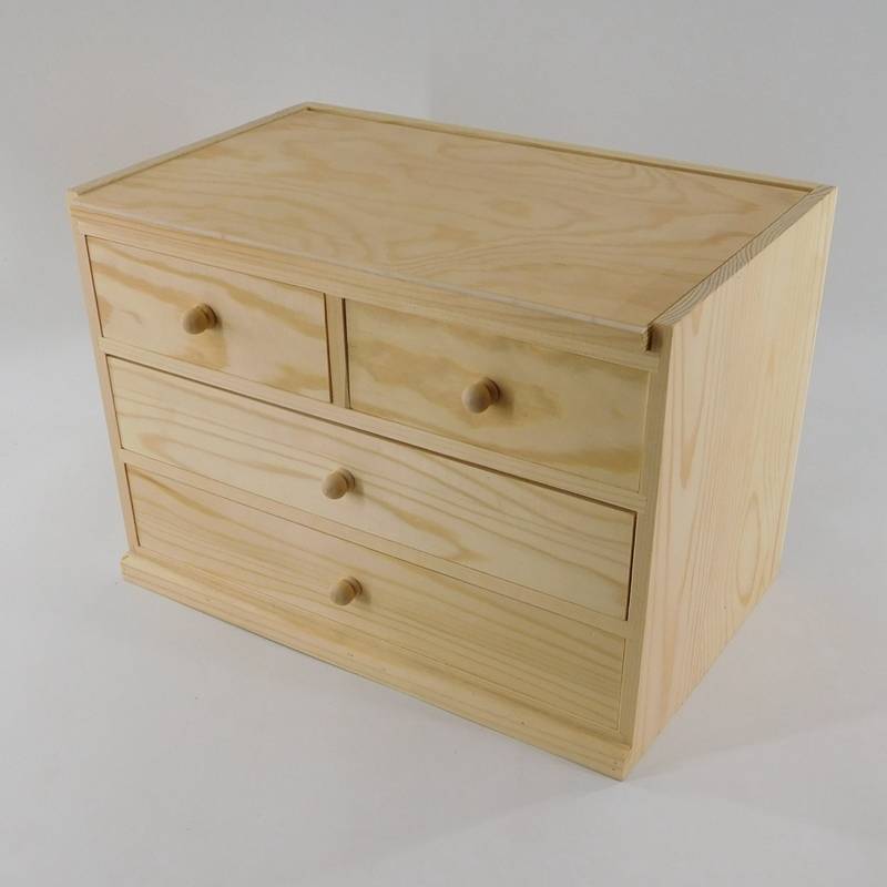 custom natural unfinished wooden organizer with drawers