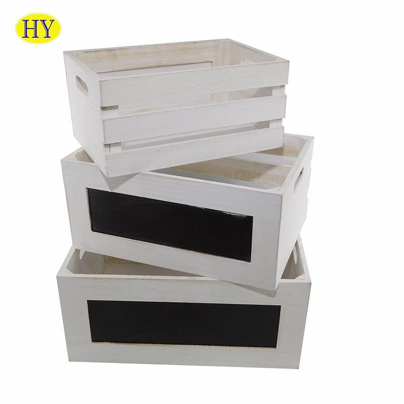 Chinese wholesale Wooden Pail - Wholesale Custom Shabby Chic Wooden Crate With Chalkboard – Huiyang