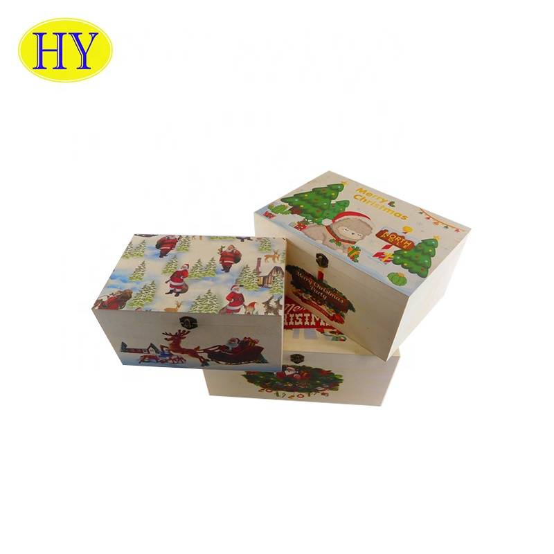 Factory Price Christmas Theme Natural Wooden storage box for Decoration