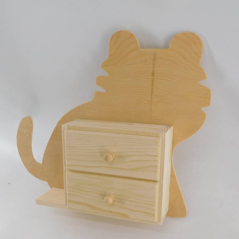 cartoon shape natural unfinished  wooden wall hanger with drawers wholesale