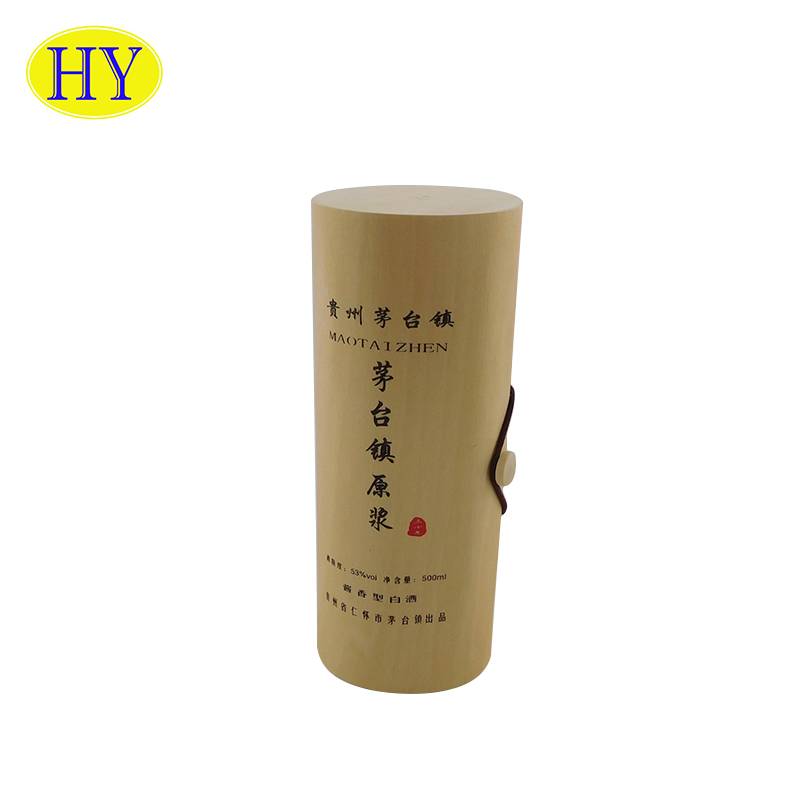 Cheap Discount Wooden Wedding Box Manufacturers Suppliers - Cheap Eco-friendly Veneer Soft Bark Single Round Wooden Wine Box – Huiyang