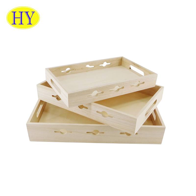 Classic Wood Table Tray Coffee Tea Platter Customized non-slip Food Serving Tray