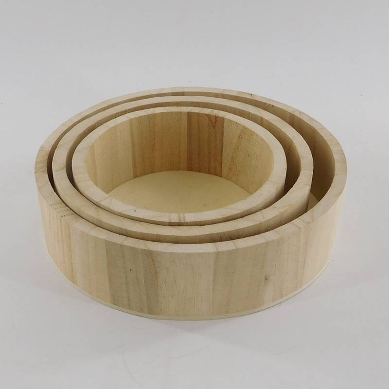 small round shape wooden tray organizer for storage wholesale
