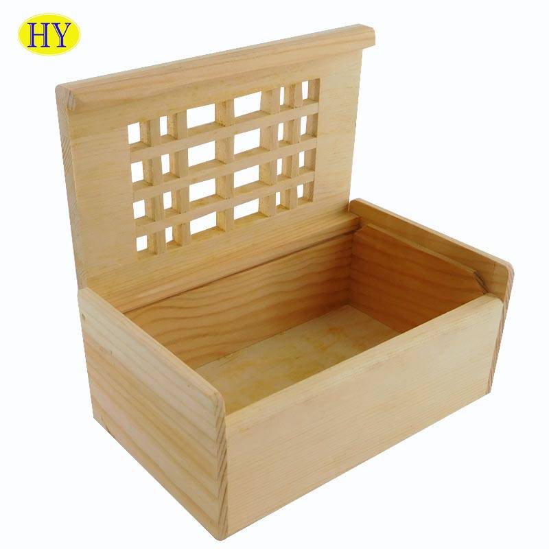 Wholesale Custom Unfinished Pine Wood Box With Curved Lid