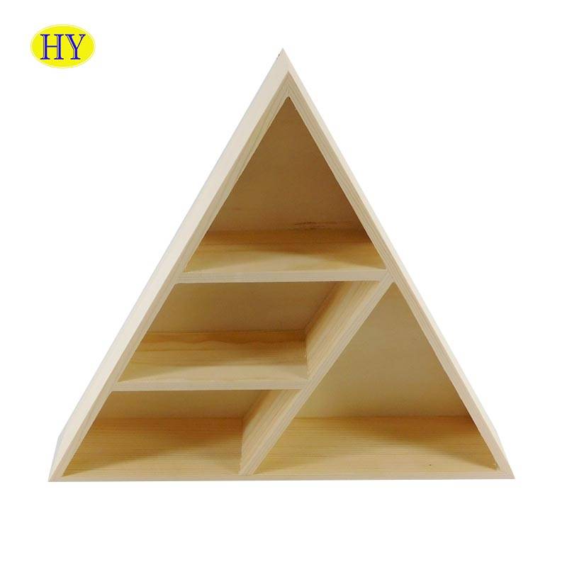 Wholesale Triangle Shape Paulownia Wood Wall Display Shelf