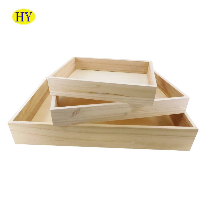 OEM Supply Rectangular Wooden Box - Wood tray with handle wooden breakfast tray bamboo bed tray – Huiyang
