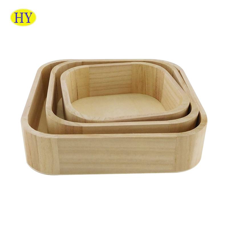 Factory best selling Square Round Rectangle Coconut Tray Serving Custom Wholesale Natural Wooden Serving Tray