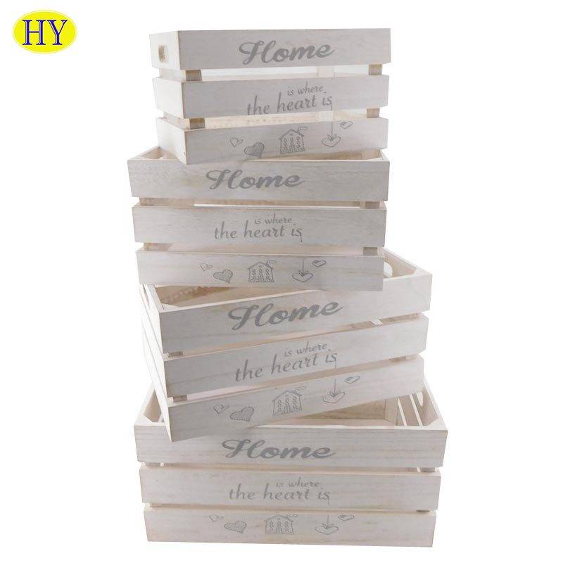 Hot selling rectangle plain natural pure white  wooden crate wholesale