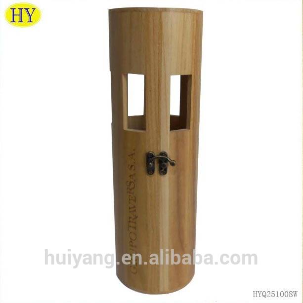 China Wholesale Wooden Presentation Box Products Factories - Cheap Paulownia Wood Round Tube Wine box – Huiyang
