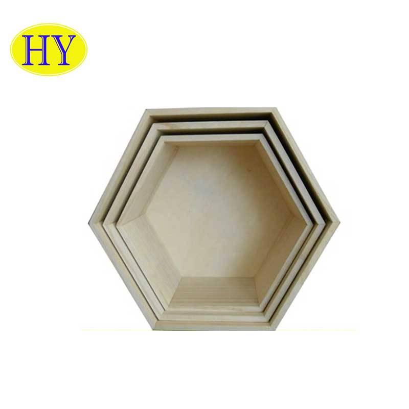 Cheap Discount Wooden Tissue Holder Product Factory - FSC custom wall hanging hexagon wooden box made in China – Huiyang