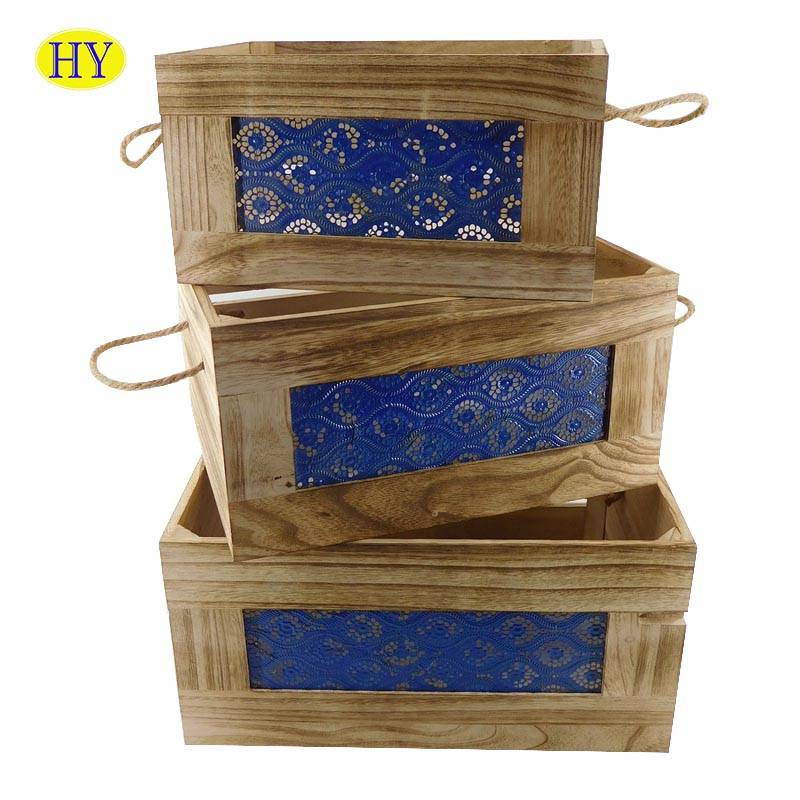 China Wholesale Wooden Soda Crates Product Factory - Wholesale Custom wood crate boxes for sale with Metal Wire – Huiyang