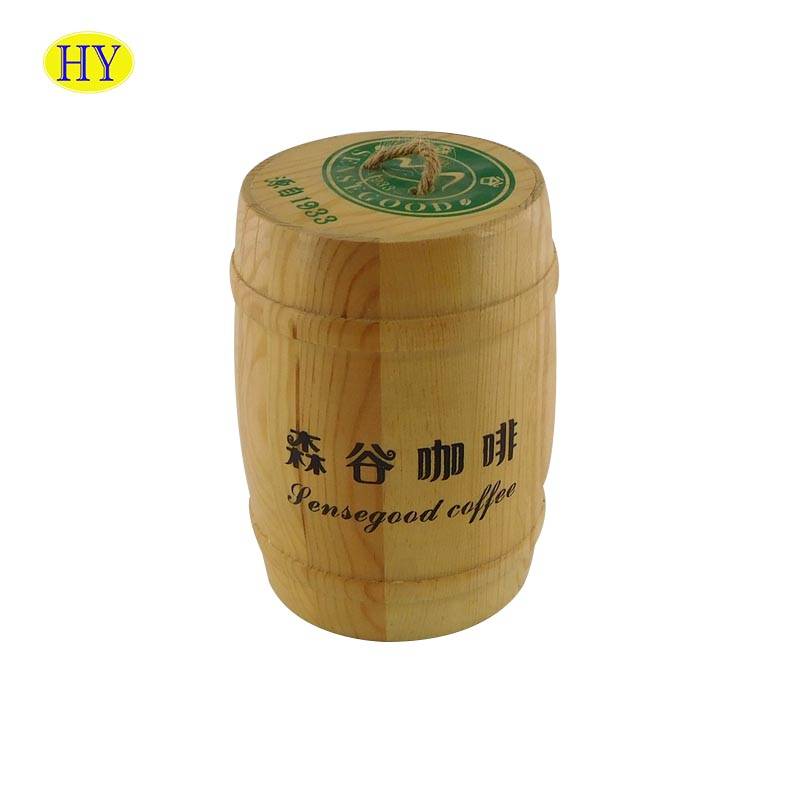 Wholesale Custom Wood Barrel Shape Coffee Beans Packaging Box
