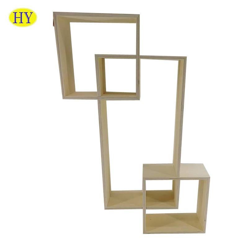 Natural unfinished plywood wall maounted display shelf wholesale