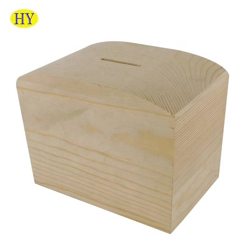 Hot rectangle natural  Design cheap Wooden Money saving bank money box