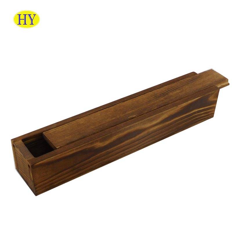 Sliding lid wooden box plain wood keepsake box wooden box