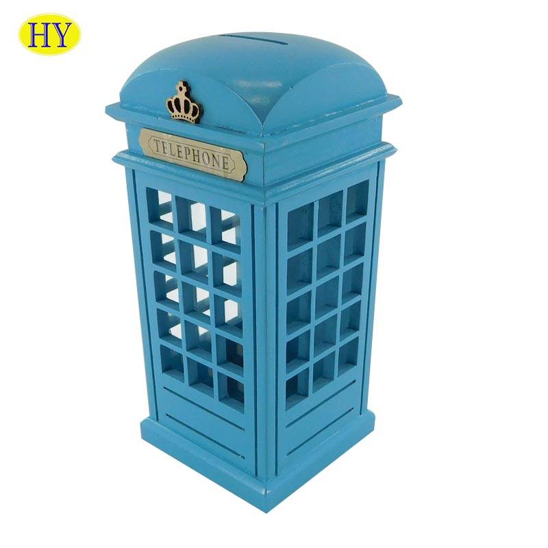 Wholesale London Telephone Booth Wood  Money Bank Coin Box